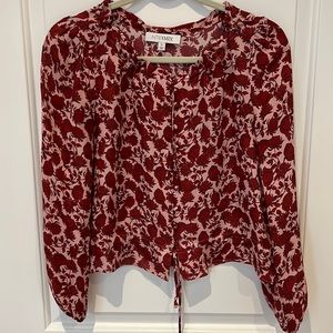 Intermix label red and pink floral silk top